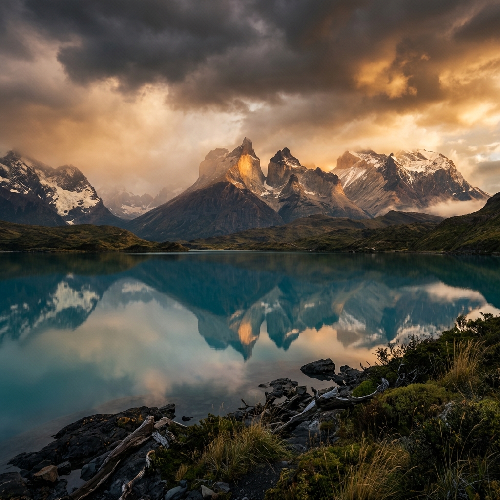 Paisaje patagónico al atardecer — Torres del Paine